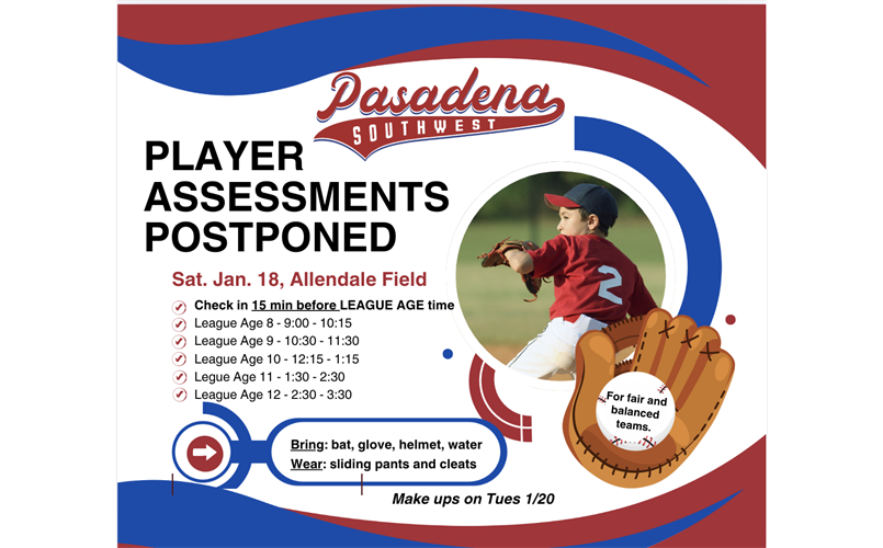 Player Assessments Postponed til 1/18